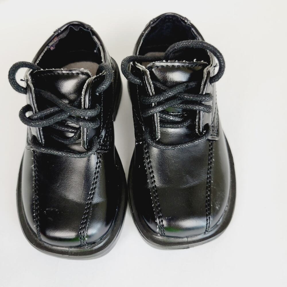 Deer Stags‎ Kids Gabe Black Patent Leather Lace Up Dress Shoes 5tm